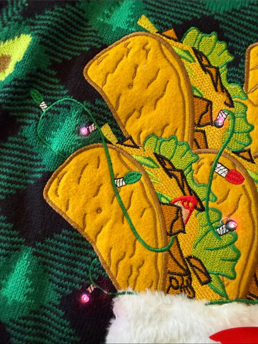 Ugly Christmas Sweater Taco Avocado Guac Blizzard Bay Light Up Holiday Party L - Picture 9 of 15
